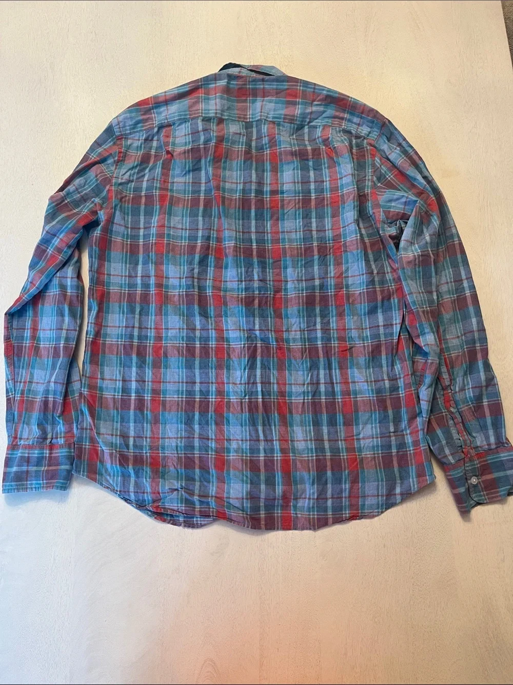 J. Crew Men’s Red, Blue, and Green Plaid Button-Down Shirt